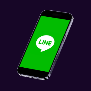 Image of a phone with LINE app logo
