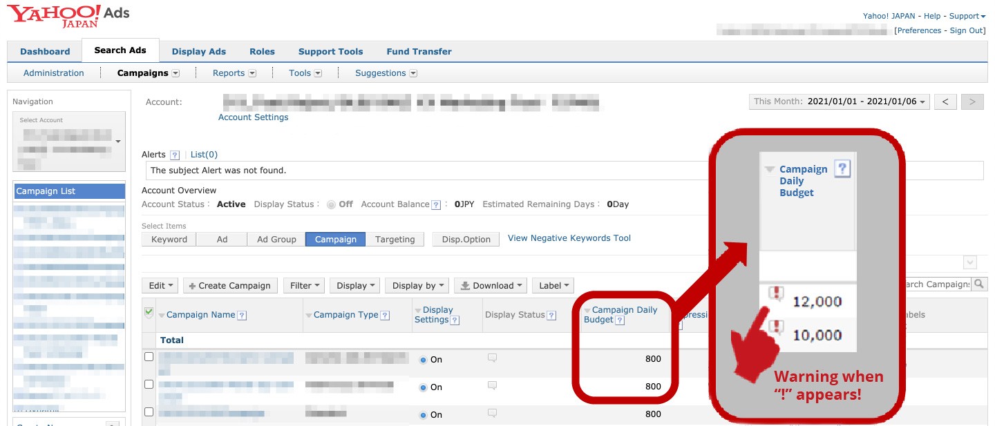 Yahoo! JAPAN Ads campaign daily budget - Digital Marketing For Asia