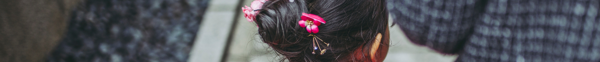 A photo of a little girl's traditional Japanese hairstyle