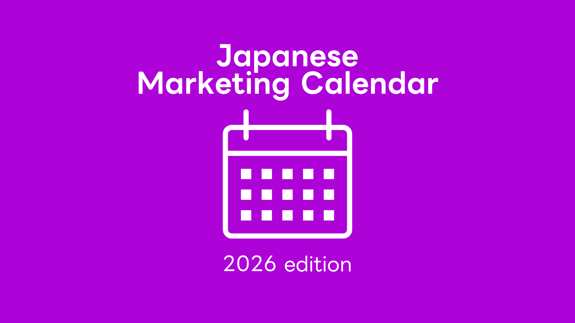 Japanese Marketing Calendar