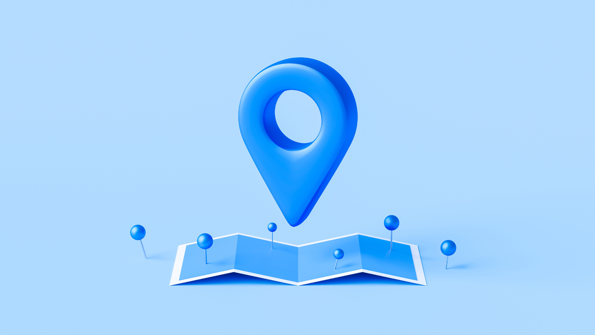 Blue location pin on map symbolising localisation